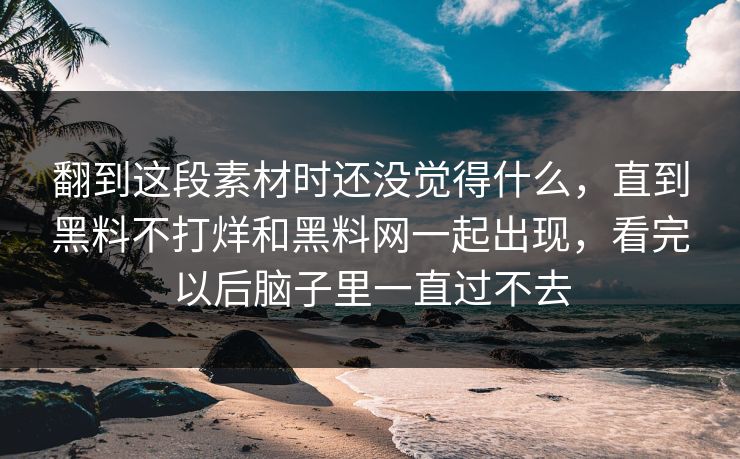 翻到这段素材时还没觉得什么，直到黑料不打烊和黑料网一起出现，看完以后脑子里一直过不去