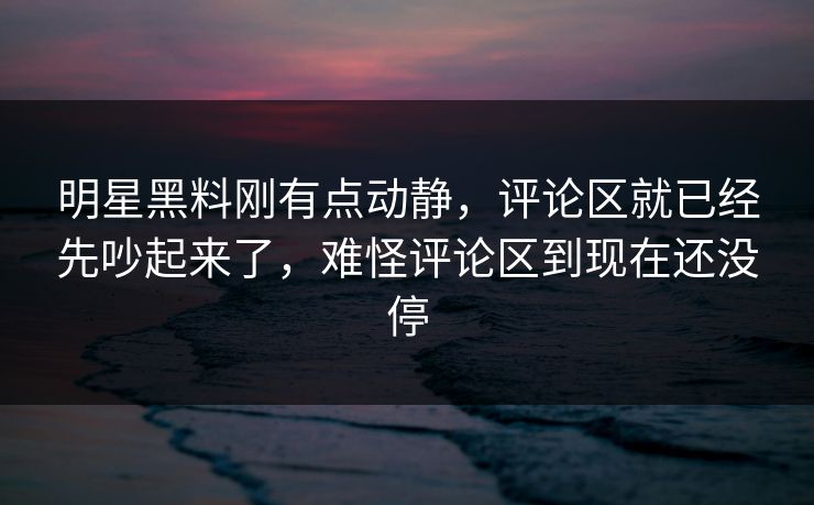 明星黑料刚有点动静，评论区就已经先吵起来了，难怪评论区到现在还没停