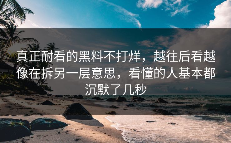 真正耐看的黑料不打烊，越往后看越像在拆另一层意思，看懂的人基本都沉默了几秒