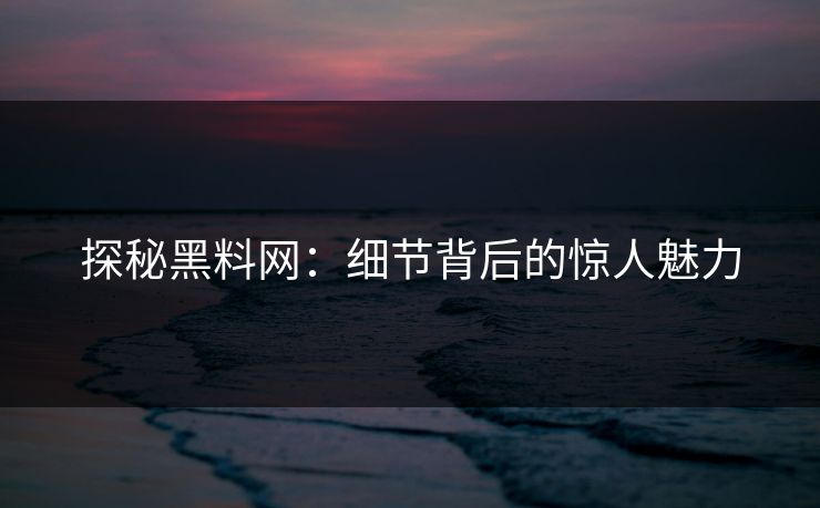 探秘黑料网：细节背后的惊人魅力