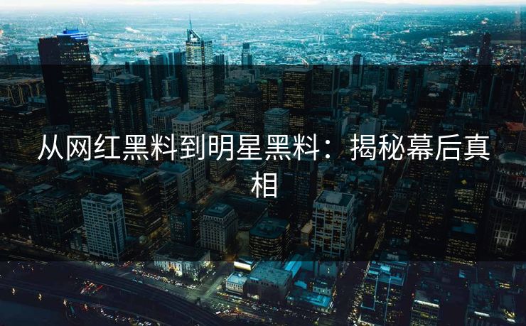 从网红黑料到明星黑料：揭秘幕后真相