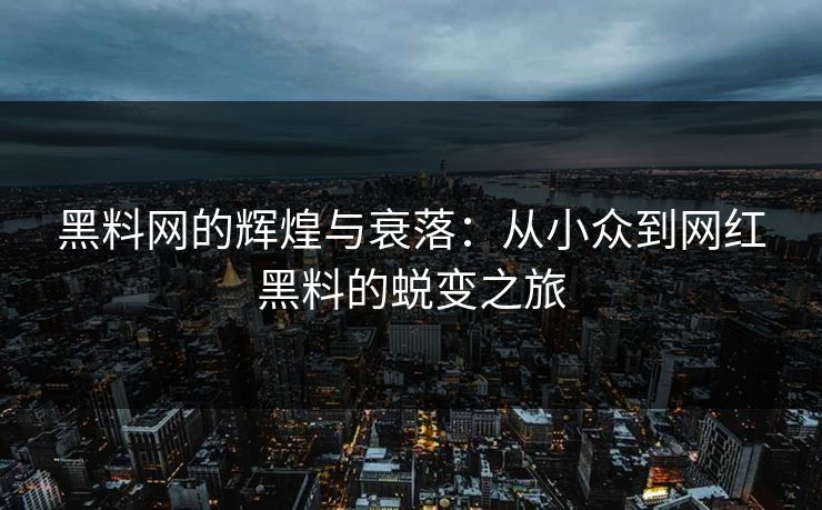 黑料网的辉煌与衰落：从小众到网红黑料的蜕变之旅