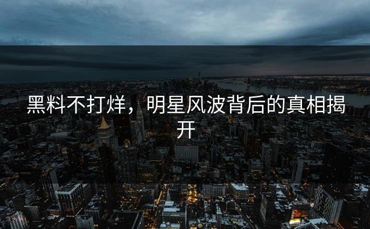 黑料不打烊，明星风波背后的真相揭开