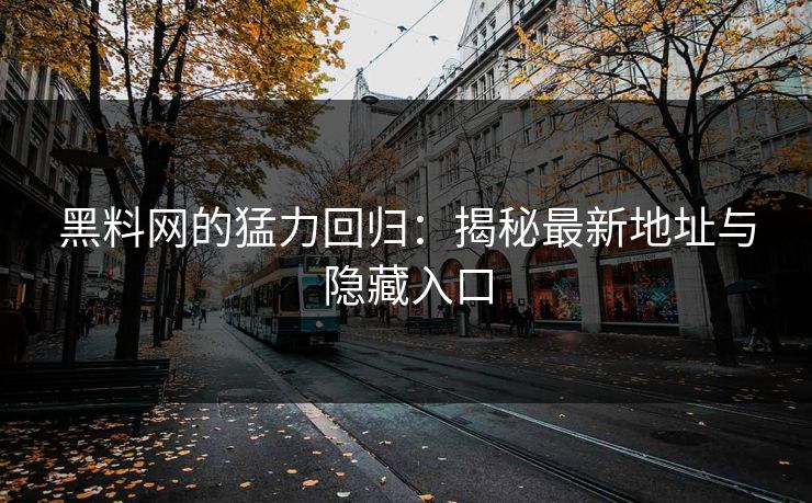 黑料网的猛力回归：揭秘最新地址与隐藏入口