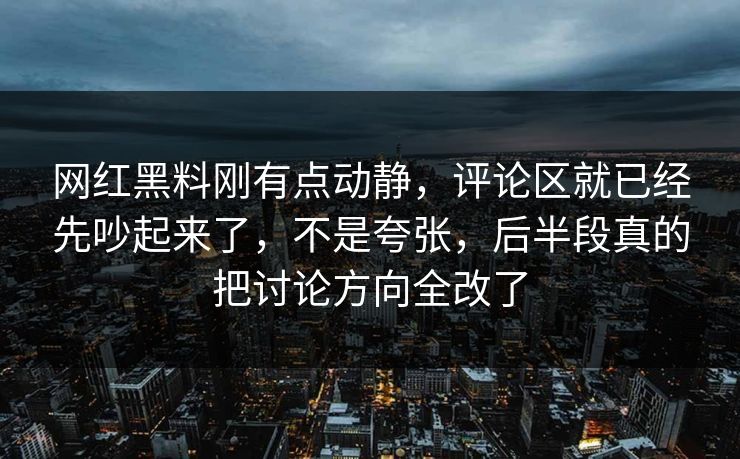 网红黑料刚有点动静，评论区就已经先吵起来了，不是夸张，后半段真的把讨论方向全改了