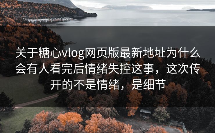 关于糖心vlog网页版最新地址为什么会有人看完后情绪失控这事，这次传开的不是情绪，是细节
