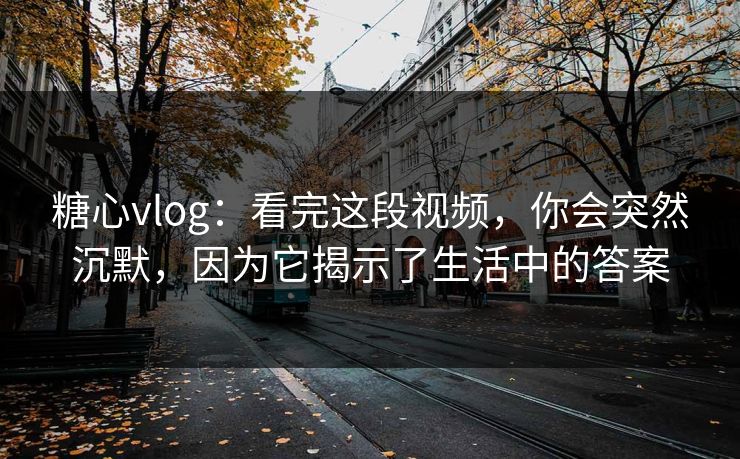 糖心vlog：看完这段视频，你会突然沉默，因为它揭示了生活中的答案