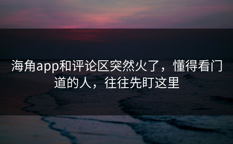 海角app和评论区突然火了，懂得看门道的人，往往先盯这里