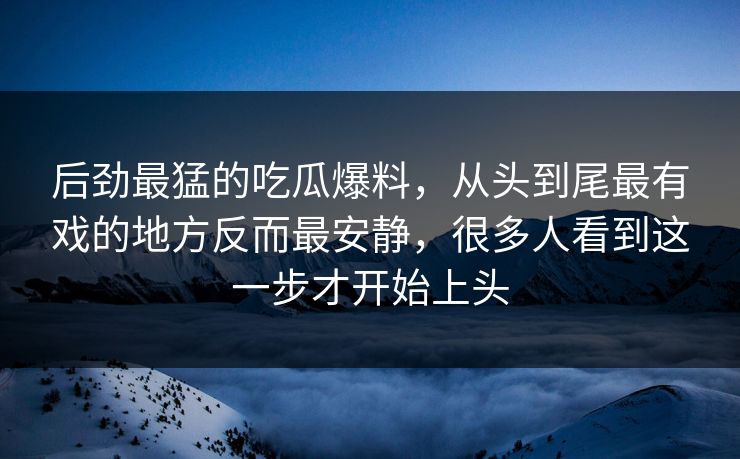后劲最猛的吃瓜爆料，从头到尾最有戏的地方反而最安静，很多人看到这一步才开始上头