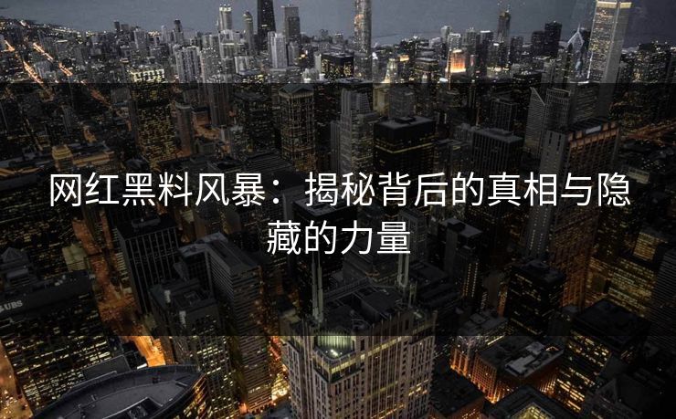网红黑料风暴：揭秘背后的真相与隐藏的力量