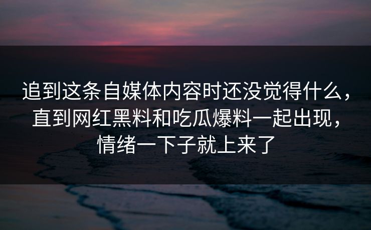 追到这条自媒体内容时还没觉得什么，直到网红黑料和吃瓜爆料一起出现，情绪一下子就上来了