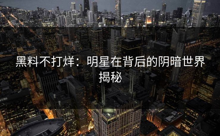 黑料不打烊：明星在背后的阴暗世界揭秘