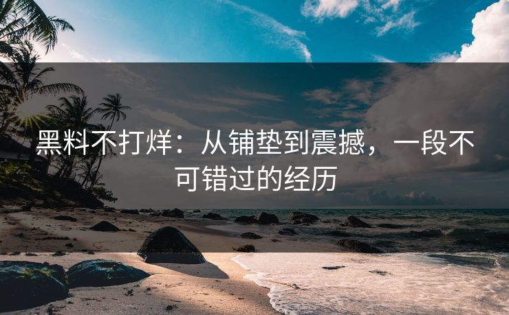 黑料不打烊：从铺垫到震撼，一段不可错过的经历